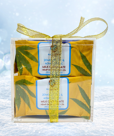 Holiday Gift Box 20mg Delta 9 + 40mg Delta 8 Chocolate Squares - 8 Pack