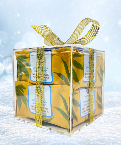 Holiday Gift Box 20mg Delta 9 + 40mg Delta 8 Chocolate Squares - 8 Pack