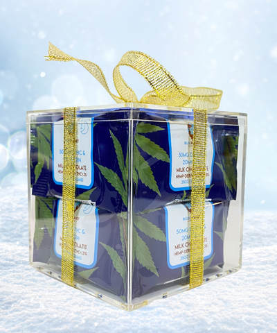 Holiday Gift Box 50mg Delta 8 + 20mg CBN Sleep Chocolate Squares - 8 Pack