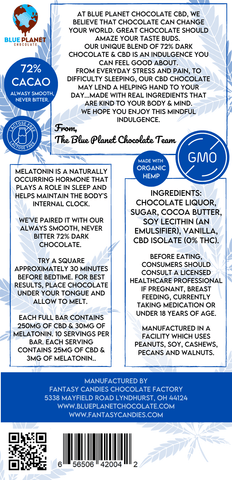 CBD Melatonin Night Time Bar Ingredients