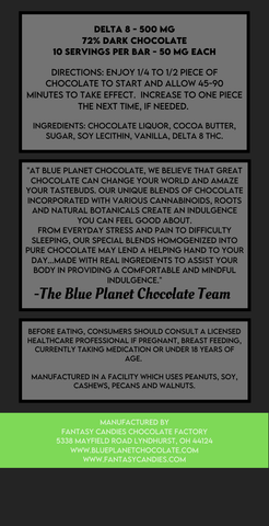 Delta 8 Dark Chocolate Bar 500 mg Ingredients