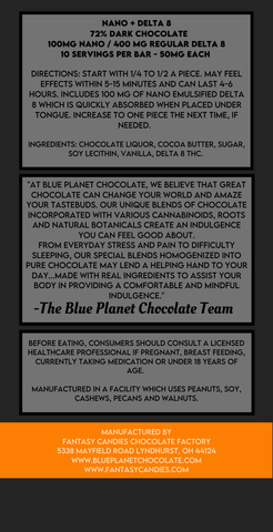 Delta 8 Nano Dark Chocolate 500mg Ingredients