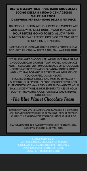 Delta 8 Sleepy Time Chocolate Bar Ingredients